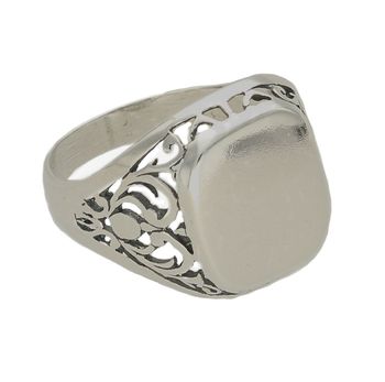 Pierścionek srebrny gładki 925 sygnet z ozdobnym tłoczeniem DIA--PRS-400513 AT-925. Pierścionek srebrny, gładki. Wyjątkowy pierścionek wykonany ze srebra, ozdobiony srebrną, gładką, blaszką  i ozdobnym tłoczeniem po bokach (1).jpg